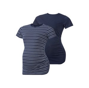esmara® Dámské těhotenské triko, 2 kusy (adult#female#ano, XL (48/50), pruhy / námořnická modrá)