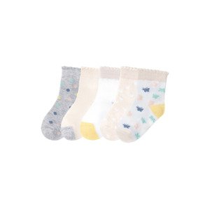 lupilu Dívčí ponožky s BIO bavlnou, 5 párů (11/14, vzor / světle růžová / bílá / šedá)