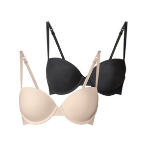 esmara® Dámská podprsenka, 2 kusy (ne#bra, 85 F, černá/béžová)