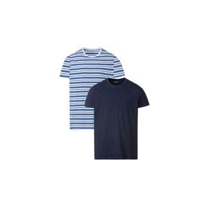 LIVERGY® Pánské triko, 2 kusy (adult#male#ne, XL (56/58), pruhy/bílá)