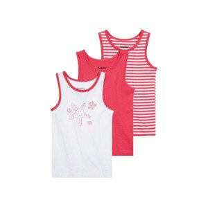 lupilu Dívčí košilka s BIO bavlnou, 3 kusy (86/92, pruhy červená / bílá)