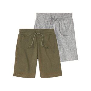 pepperts!® Chlapecké teplákové kraťasy, 2 kusy (child#male#ne, 134/140, šedá / khaki)