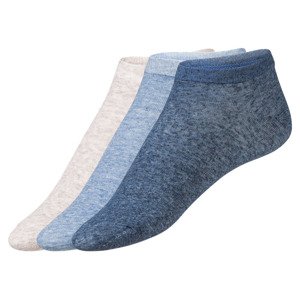 LIVERGY Pánské lněné nízké ponožky, 3 páry (39/42, béžová / světle modrá / tmavě modrá)