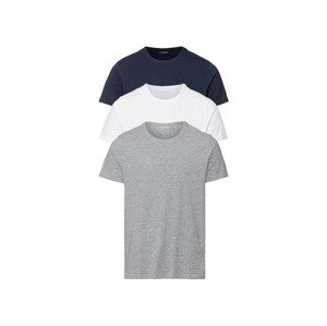 LIVERGY® Pánské triko, 3 kusy (adult#male#ne, M (48/50), šedá / tmavě modrá / bílá)