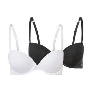 esmara® Dámská push-up podprsenka s krajkou, 2 k (ne#bra, 85C, černá/bílá)