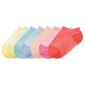 lupilu Dívčí ponožky s BIO bavlnou, 7 párů  (19/22, žlutá / zelená / světle modrá / korálová / růžová)