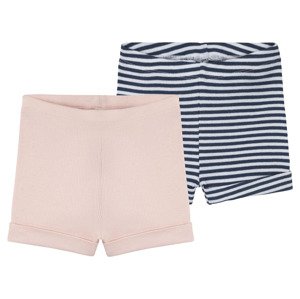 lupilu® Dívčí šortky s BIO bavlnou, 2 kusy (baby/infant#female#ne, 50/56, námořnická modrá / světle růžová)