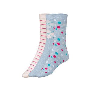 esmara Dámské ponožky, 3 páry (35/38, modrá / světle růžová)