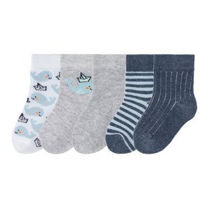 lupilu Dětské ponožky s BIO bavlnou, 5 párů (11/14, vzor/pruhy/šedá/modrá)