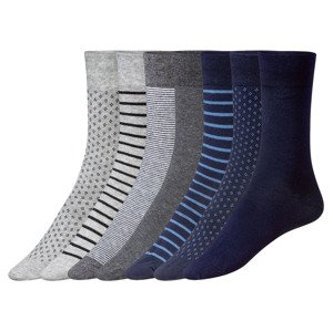LIVERGY Pánské ponožky s BIO bavlnou, 7 párů  (39/42, šedá pruhovaná / navy)
