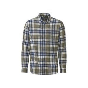 LIVERGY® Pánská flanelová volnočasová košile (M (39/40), zelená / navy modrá)