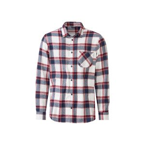 LIVERGY Pánská flanelová volnočasová košile (S (37/38), bílá/červená)