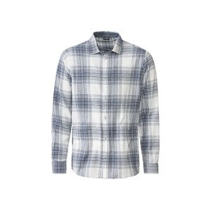 LIVERGY® Pánská flanelová volnočasová košile (S (37/38), bílá / navy modrá)