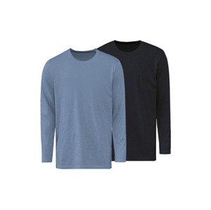 LIVERGY® Pánské triko s dlouhými rukávy, 2 kusy (adult#male#ne, L (52/54), černá/modrá)
