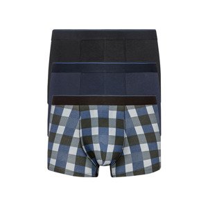 LIVERGY® Pánské boxerky s BIO bavlnou, 3 kusy (adult#male#ne#undershorts, 5/M, vzorovaná / černá / navy modrá)