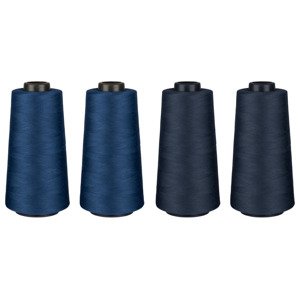 crelando® Overlocková šicí nit, 4 kusy (námořnická modrá / džínová)