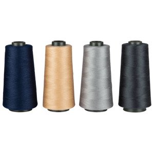 crelando® Overlocková šicí nit, 4 kusy (námořnická modrá/béžová/stříbrná/antracitová)