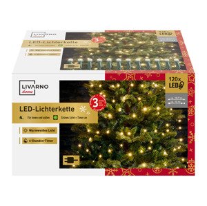 LIVARNO home Světelný LED řetěz, 120 LED (teplá bílá)