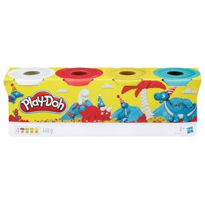 Play Doh Sada plastelín, 4dílná (modrá/žlutá/červená/bílá)