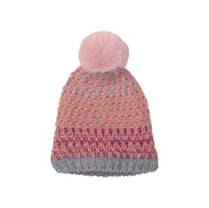 CRIVIT Dětská pletená čepice  (child#unisex, 152/164, růžová/šedá)