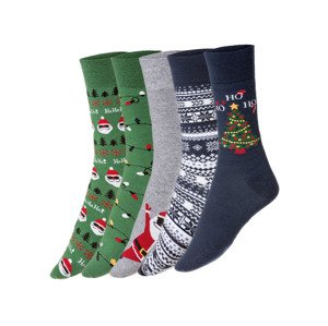 LIVERGY Pánské ponožky v dárkovém boxu, 5 párů (39/42, vánoční vzor)