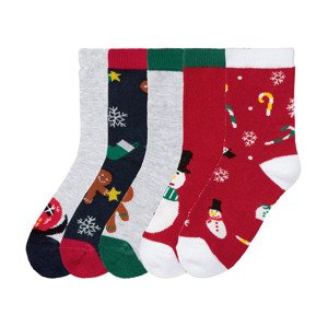 pepperts!® Dětské vánoční ponožky s BIO bavlnou, 5 párů (child 2 years onwards#male, 27/30, vzor / šedá / navy modrá / červená)