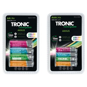 TRONIC® Nabíjecí baterie Ni-MH Ready 2 Use Color, 4 kusy