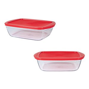 PYREX Sada skleněných potravinových dóz Pyrex  (červená)