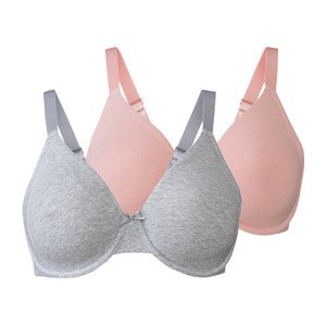 esmara® Dámská podprsenka XXL, 2 kusy (ne#bra, 90C, růžová/šedá)