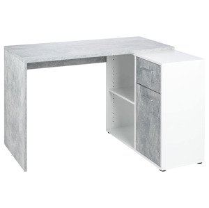 Psací stůl se skříňkou, beton/bílá